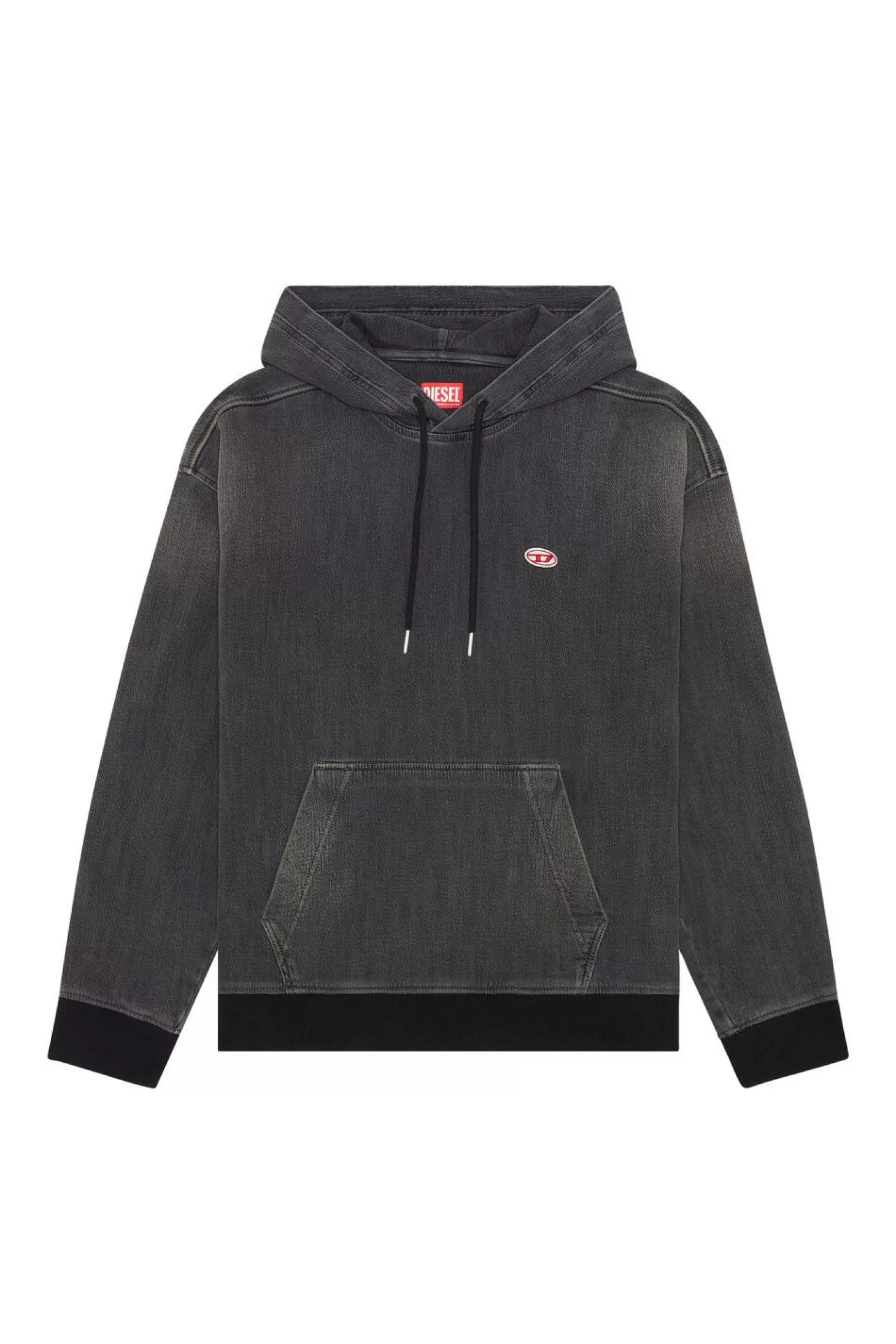 D-Um-Rib Track Denim Hoodie-Diesel Hot